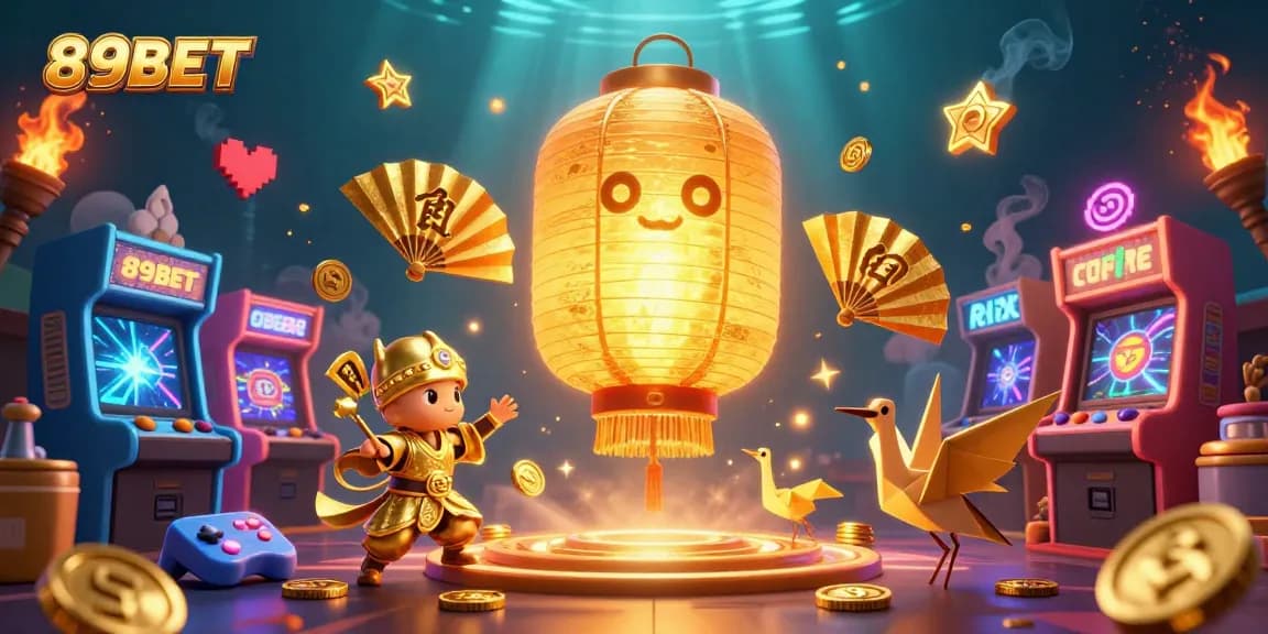 Experience thrilling gameplay with 89BET in a vibrant casino scene featuring dynamic characters and glowing games.