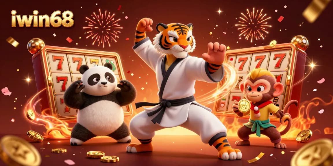 Spin the reels and win big at iwin68 with vibrant casino-themed 3D illustration.