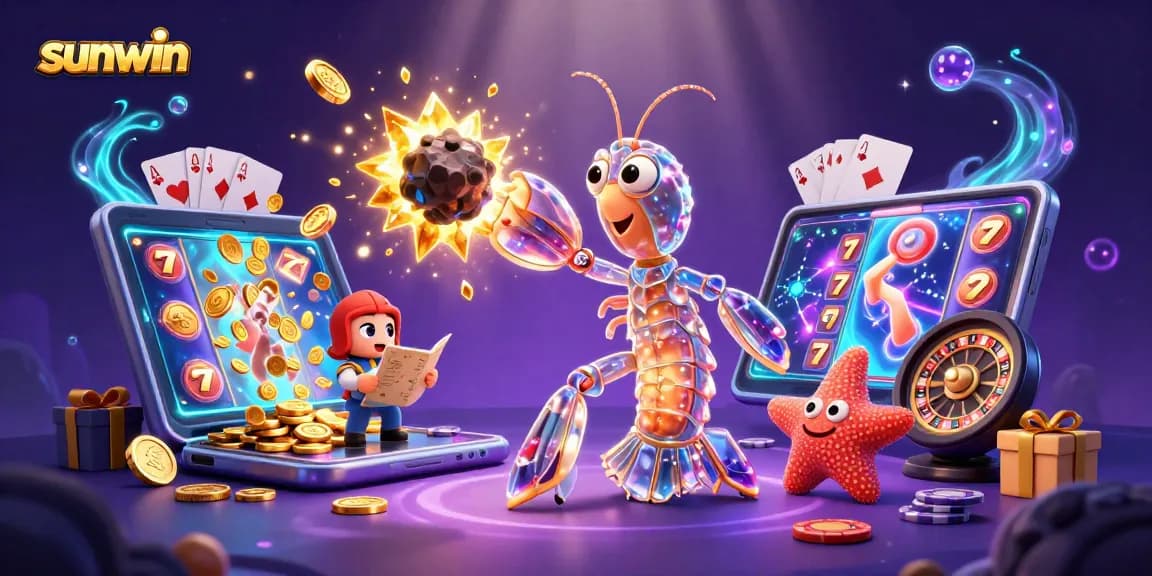 Win big with sunwin as a galactic samurai mantis shrimp battles for golden gems and coins!
