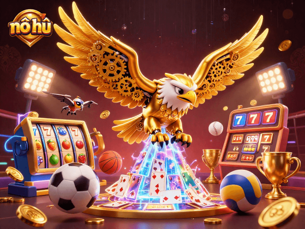 Experience thrilling nổ hũ action with a golden eagle soaring through casino visuals.