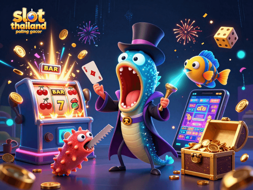 Experience thrilling wins with slot thailand paling gacor in this vibrant 3D casino scene.