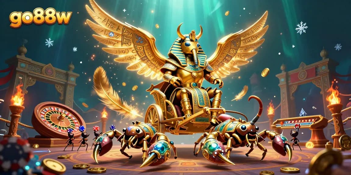 Experience vibrant gaming thrill at go88w with our dazzling casino scene featuring epic characters and elements.