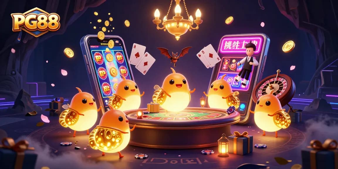 Engage with PG88: Win big in a vibrant casino illuminated by bioluminescent glowworms and a bat dealer.