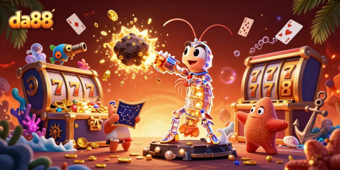 Experience da88 with a vibrant casino scene packed with treasures and action elements.