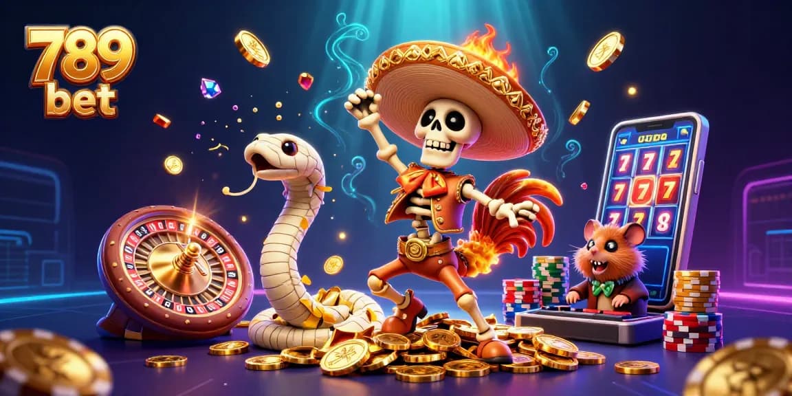 Experience the thrill of winning at 789 bet with our dynamic 3D casino illustration featuring vibrant characters and lively gaming elements.