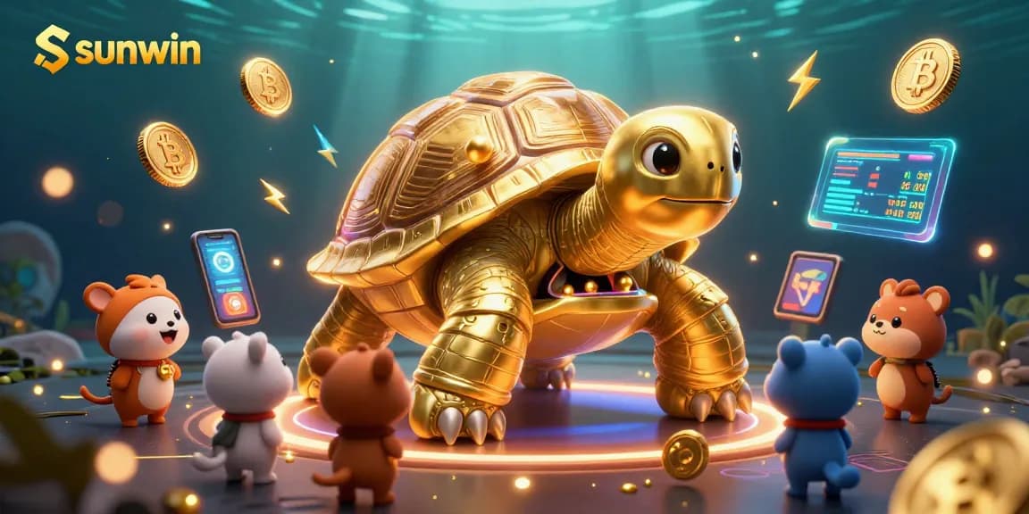 Play exciting games at sunwin with a colossal golden tortoise featuring a pinball shell.