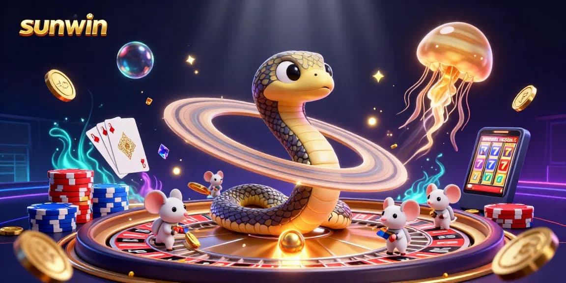 Engage with sunwin's dynamic gameplay at a virtual casino with vibrant characters and thrilling action.