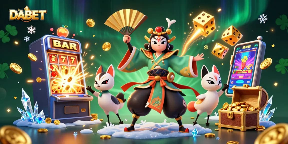 DABET offers thrilling online gaming with vibrant characters and dynamic casino elements.