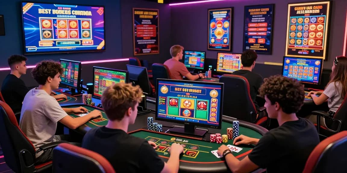 Players exploring credit card casinos through vibrant screens showcasing games and bonuses.