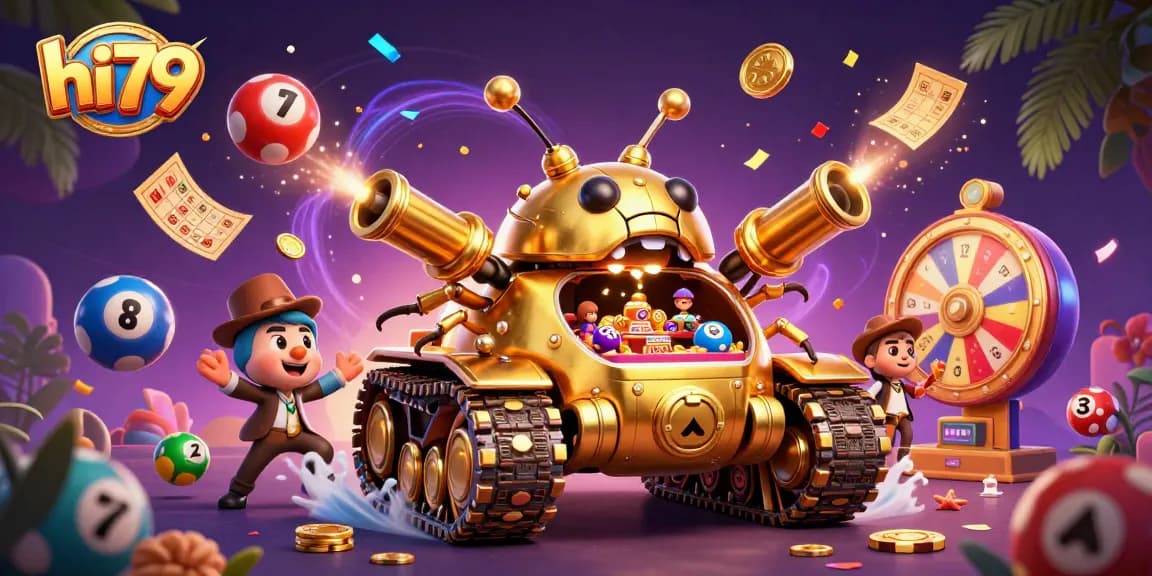 Experience the thrill of hi79's colorful gaming atmosphere filled with vibrant lottery balls and casino excitement.