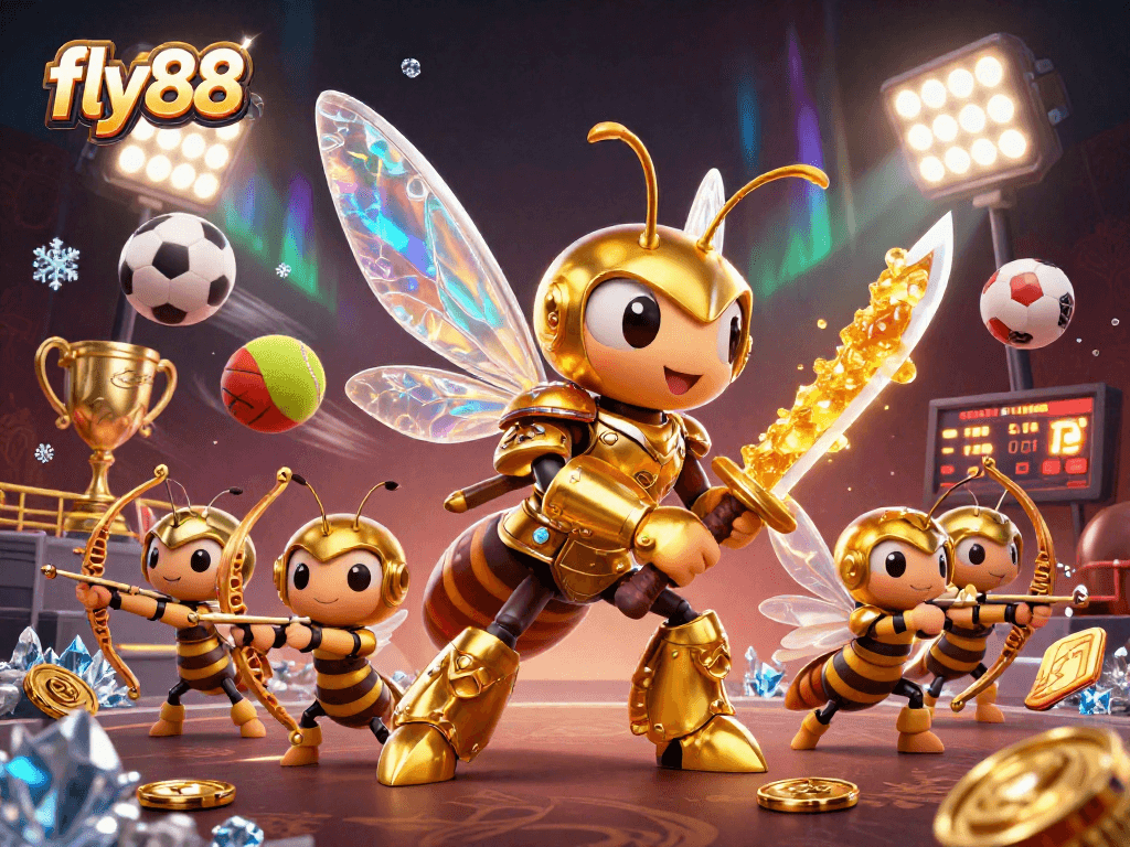Experience the thrill of fly88 with dynamic sports elements and vibrant 3D characters in action.