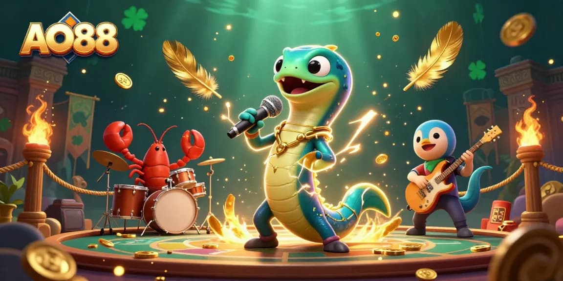 Experience thrilling gameplay at AO88 in a vibrant underwater casino featuring exciting characters.