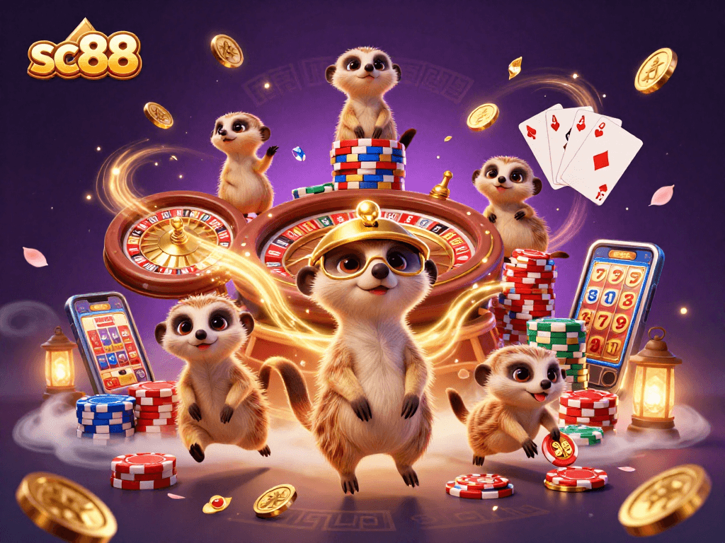 Experience thrilling wins at sc88 with lively meerkats managing a vibrant casino scene.