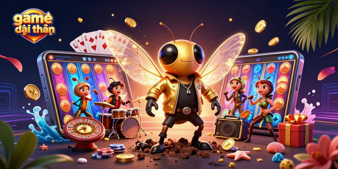 Experience thrilling game đổi thưởng with dynamic characters playing slot games in an immersive 3D scene.