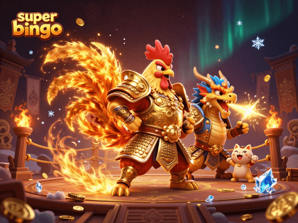 Engage in super bingo with vibrant characters and dynamic elements in an exciting online casino scene.