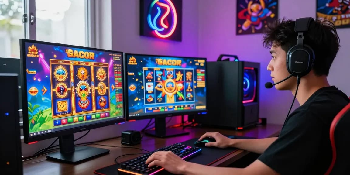 Exciting slot gacor online gaming setup with vibrant visuals and engaging atmosphere.
