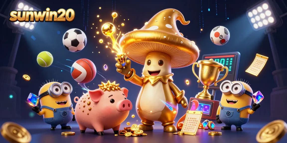 Play at sunwin20 with golden wizard and treasures in a vibrant casino scene.