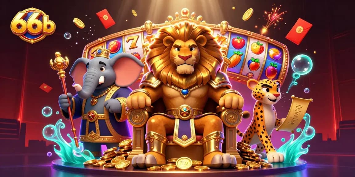 Engage with thrilling 66b casino gaming featuring bold characters and colorful slot elements.