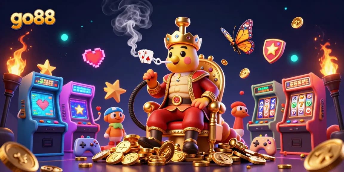 Experience thrilling poker action with go88's vibrant casino illustration featuring engaging characters and elements.