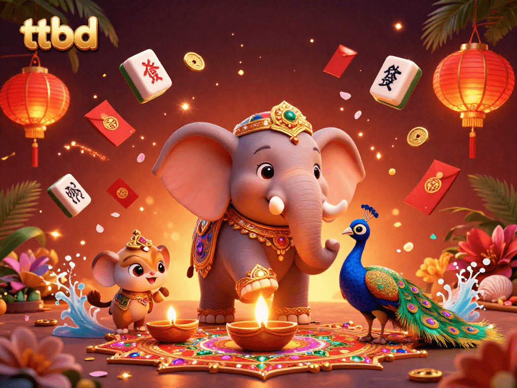 Engage in thrilling gaming action at ttbd with dynamic 3D elements and vibrant festival colors.