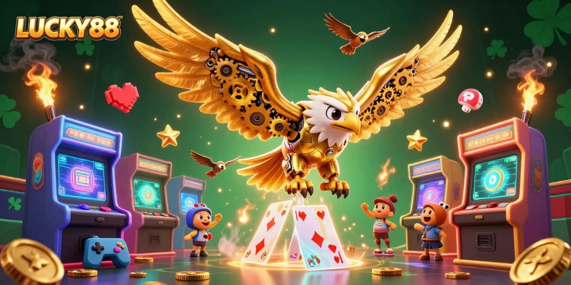 Experience the excitement of LUCKY88 with this vibrant, dynamic casino illustration.