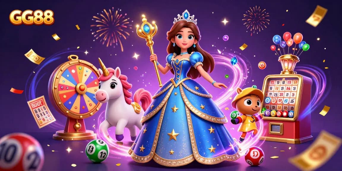 Experience the exciting atmosphere of GG88 with vibrant games, colorful elements, and captivating characters.