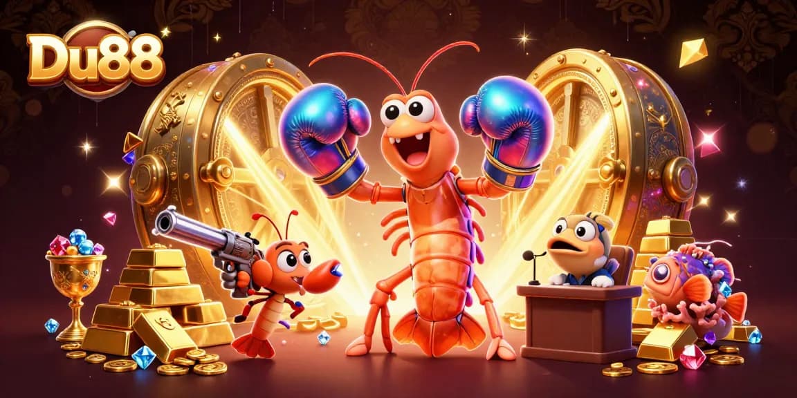 Experience the thrill of Du88 in this vibrant 3D casino-themed illustration showcasing exciting gaming elements.