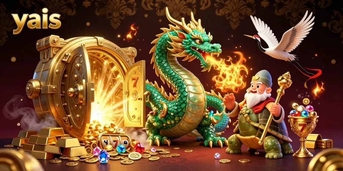 Experience thrilling gameplay at yais with a jade dragon, treasures, and dynamic casino elements.