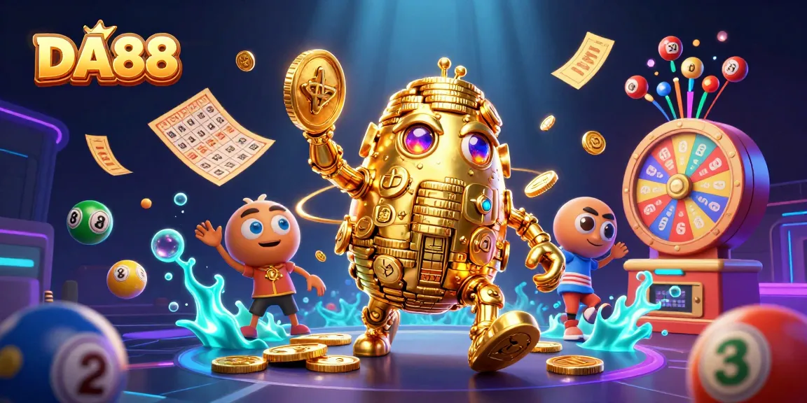 Experience thrilling jackpot wins at DA88 with exciting lottery elements and vibrant graphics.
