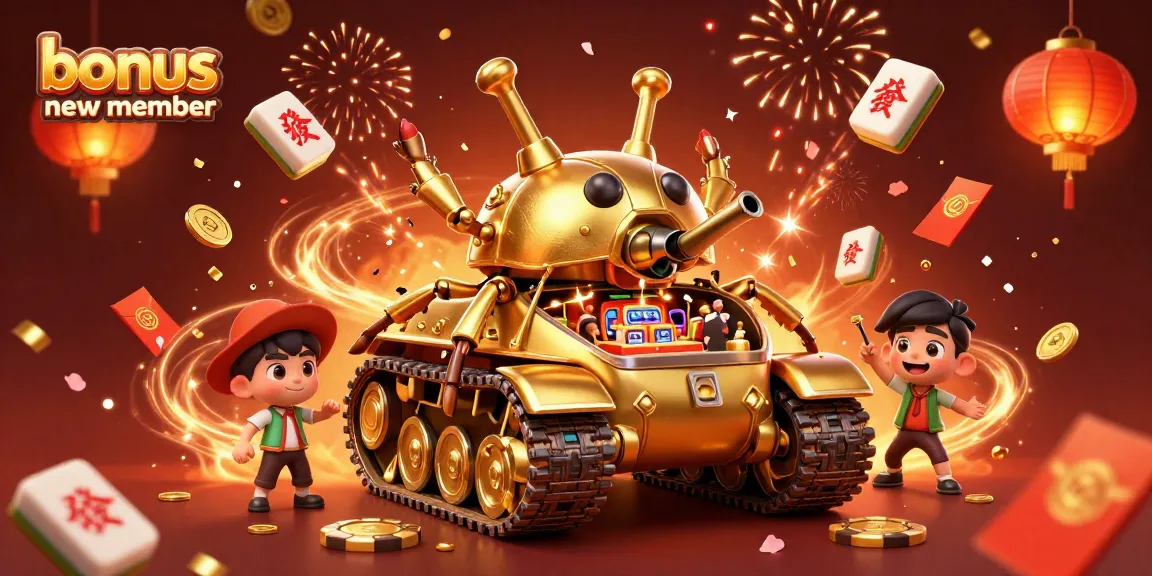Win big with the bonus new member offer in this festive casino scene packed with excitement.