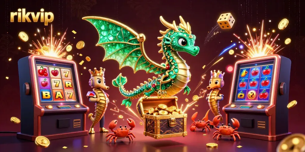 Experience the vibrant excitement of rikvip with a magical sea dragon and dynamic casino gaming elements.