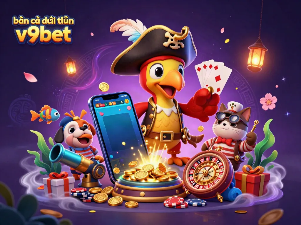 Engage in thrilling fishing action with bắn cá đổi thưởng v9bet featuring vibrant characters and underwater gameplay elements.