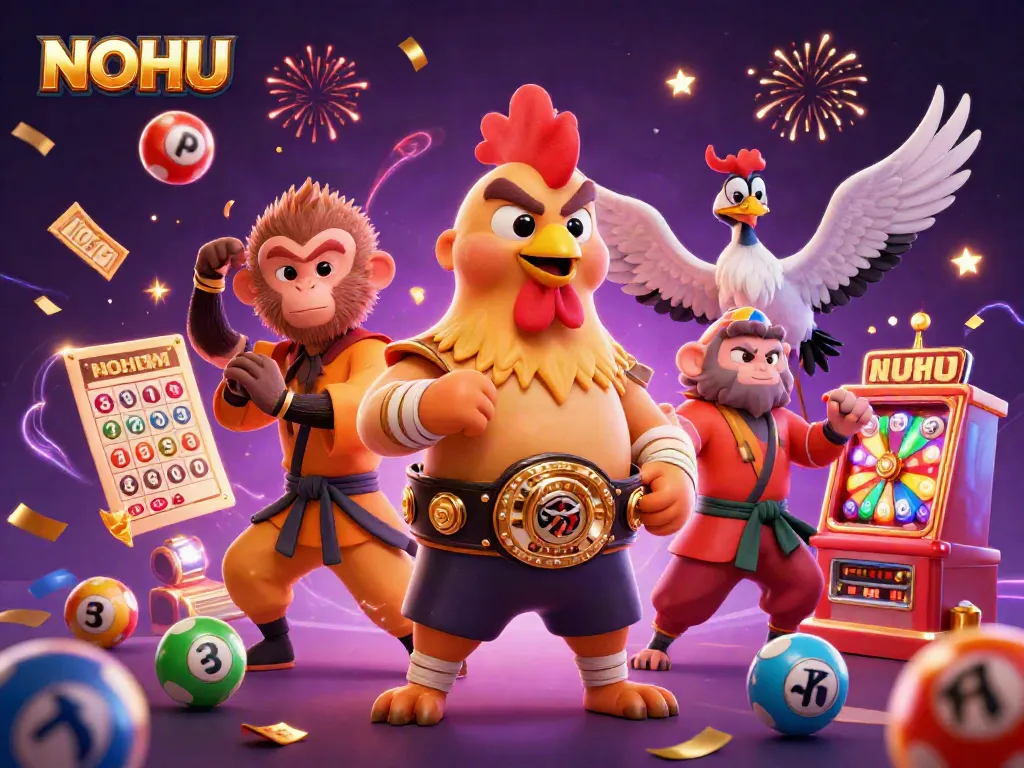 Engage in thrilling gameplay with the NOHU brand as lottery balls, slot machines, and festive characters come to life.