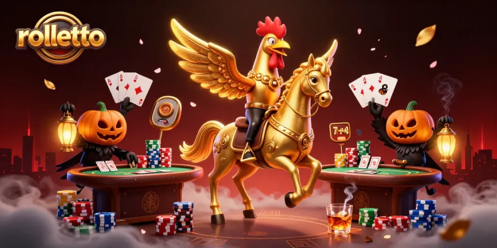 Experience rolletto's thrilling casino action in this vibrant 3D gaming illustration.