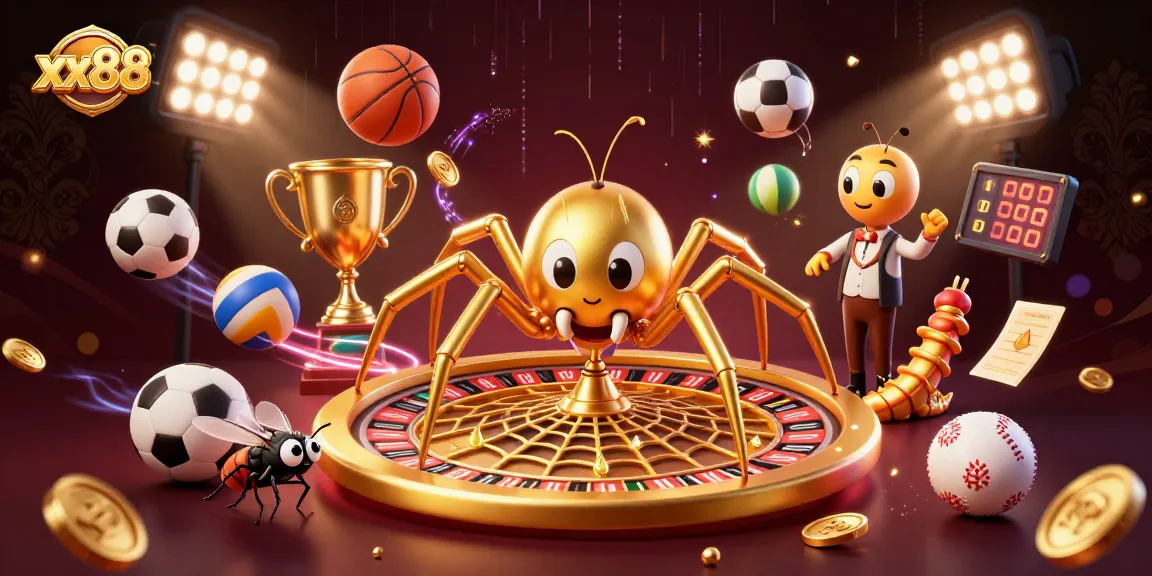 Spin the roulette wheel action in a vibrant xx88 casino scene with sports elements.