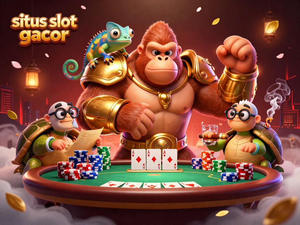 Experience thrilling action on situs slot gacor featuring a gorilla king and gambling elements.