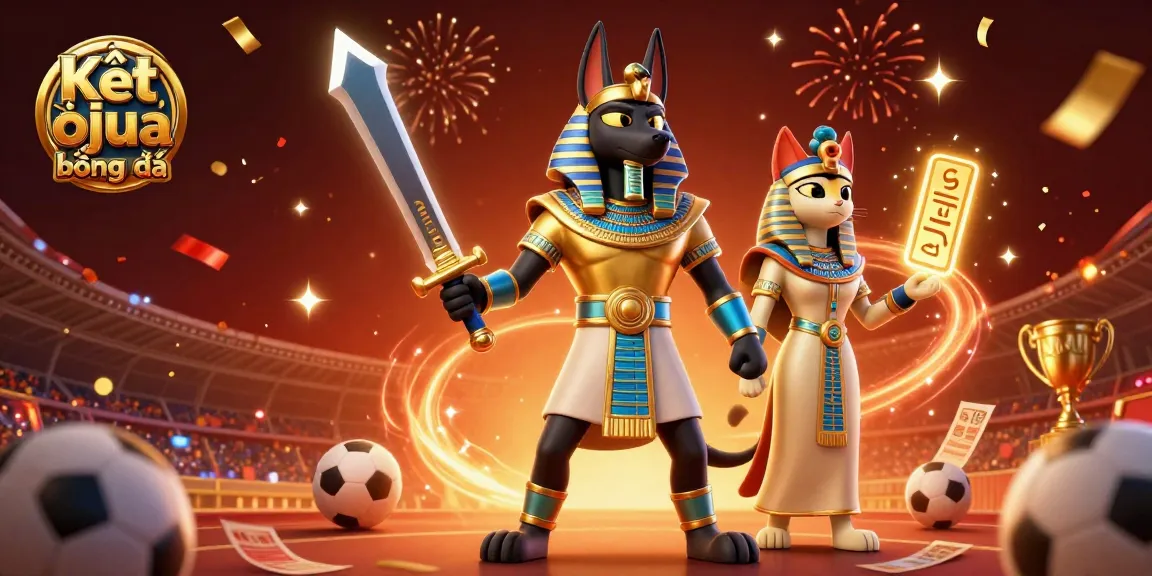 Bet on Kết quả bóng đá with dynamic 3D illustration of Egyptian warrior and sports elements