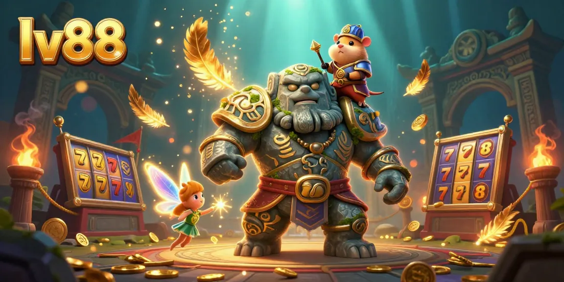 Experience thrilling lv88 slots action with vibrant characters in a dynamic casino scene filled with energy.