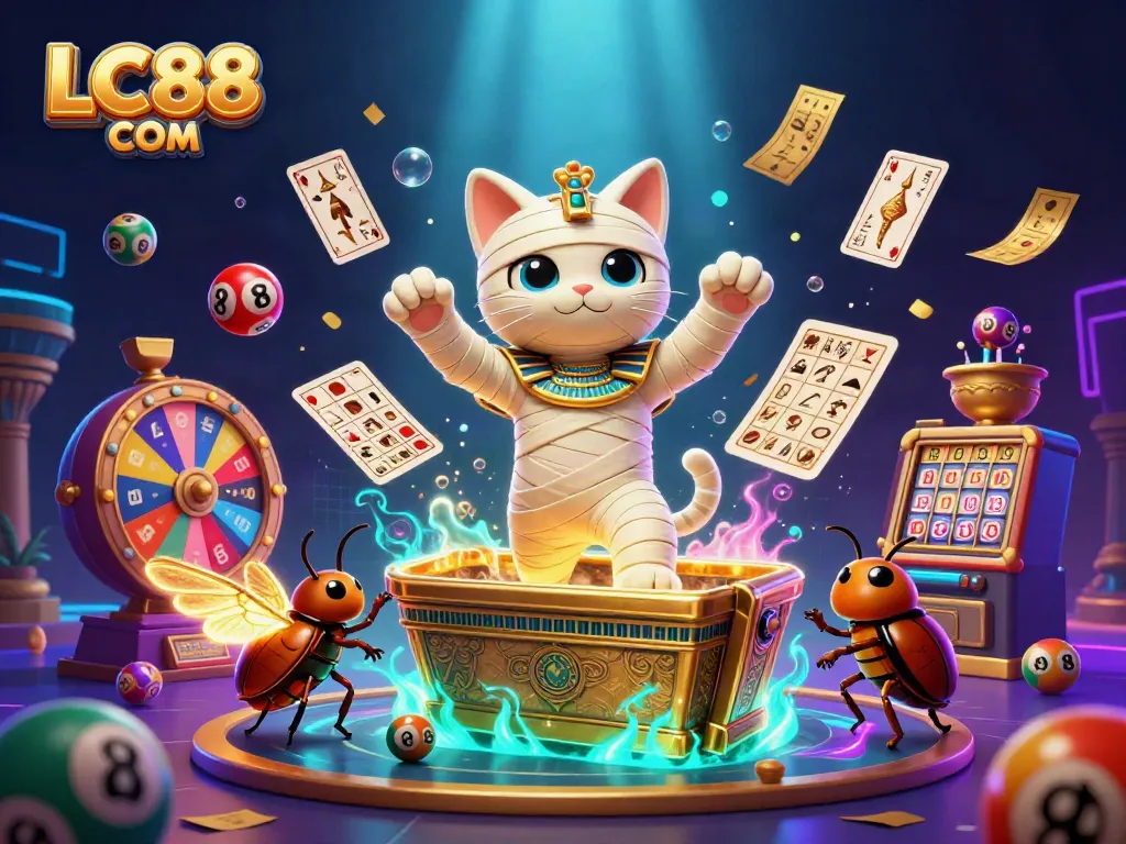Experience the excitement of LC88 COM with animated gaming visuals showcasing a vibrant casino world.