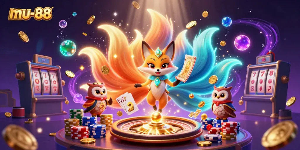 Experience thrilling gameplay with mu-88 featuring vibrant characters, casino elements, and magical effects.