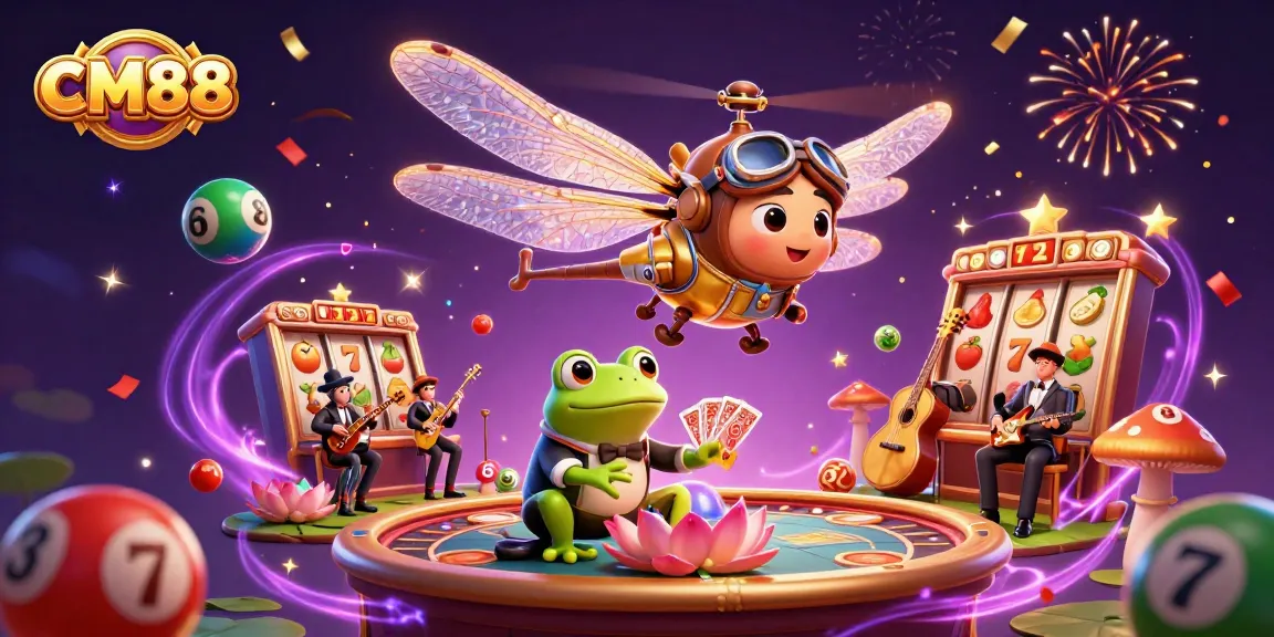 Experience thrilling casino action with CM88 as the dragonfly pilot guides players in a vibrant gaming scene.