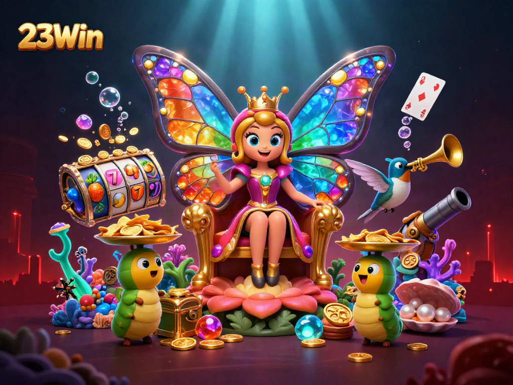 Experience the thrill of winning at 23Win with a vibrant casino-themed underwater scene.