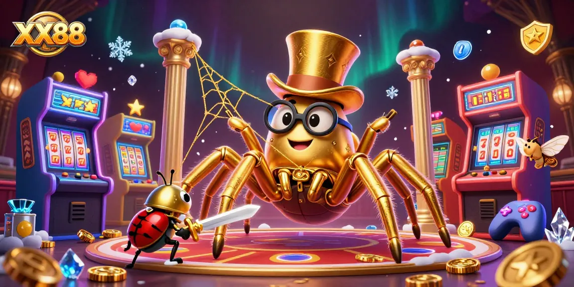 Experience the thrilling online casino adventure at XX88 with a vibrant 3D slot machine scene.