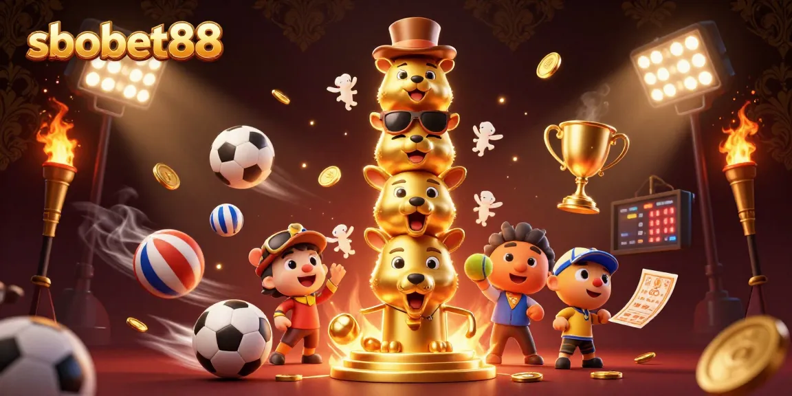 sbobet88 enhances sports betting excitement with dynamic 3D illustration capturing lively characters and thrilling elements.