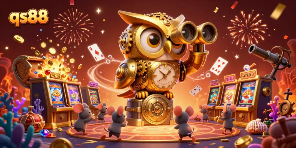 Experience the exciting qs88 casino scene with vibrant characters and action-packed gaming elements.