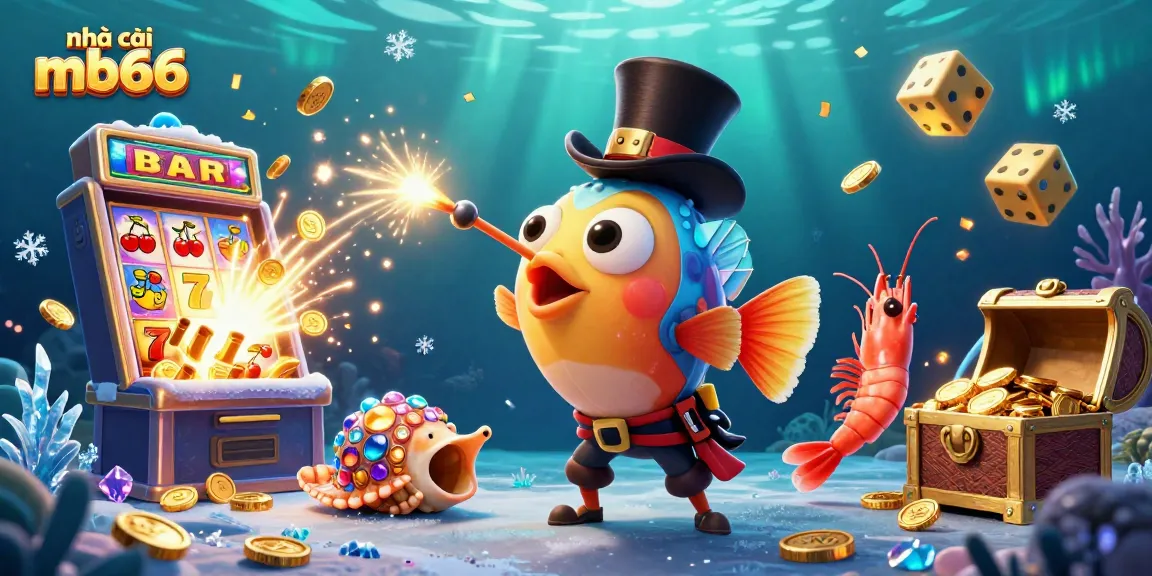 Engage with the nhà cái mb66 world as the anglerfish attracts golden coins in a vibrant casino setting.