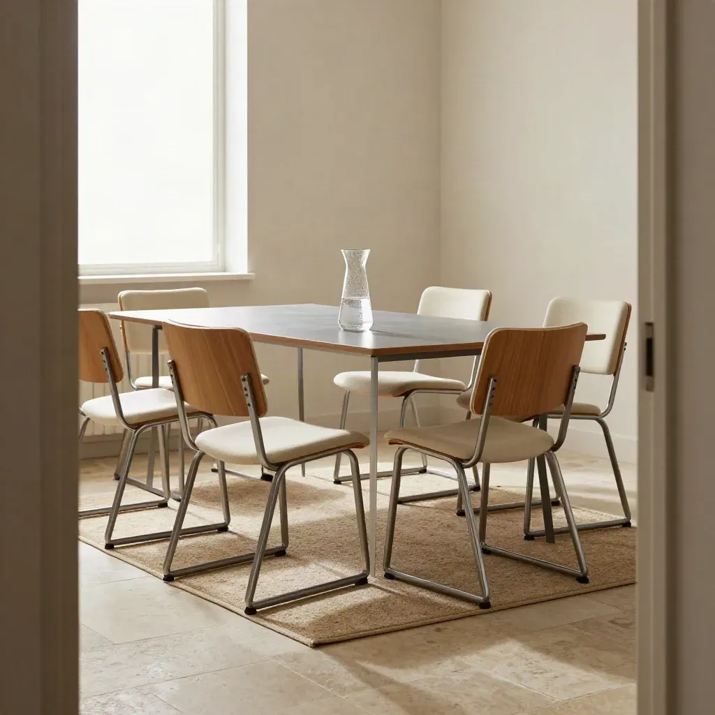 Meeting chairs settling into a semicircle around a low table in a bright facilitation room.