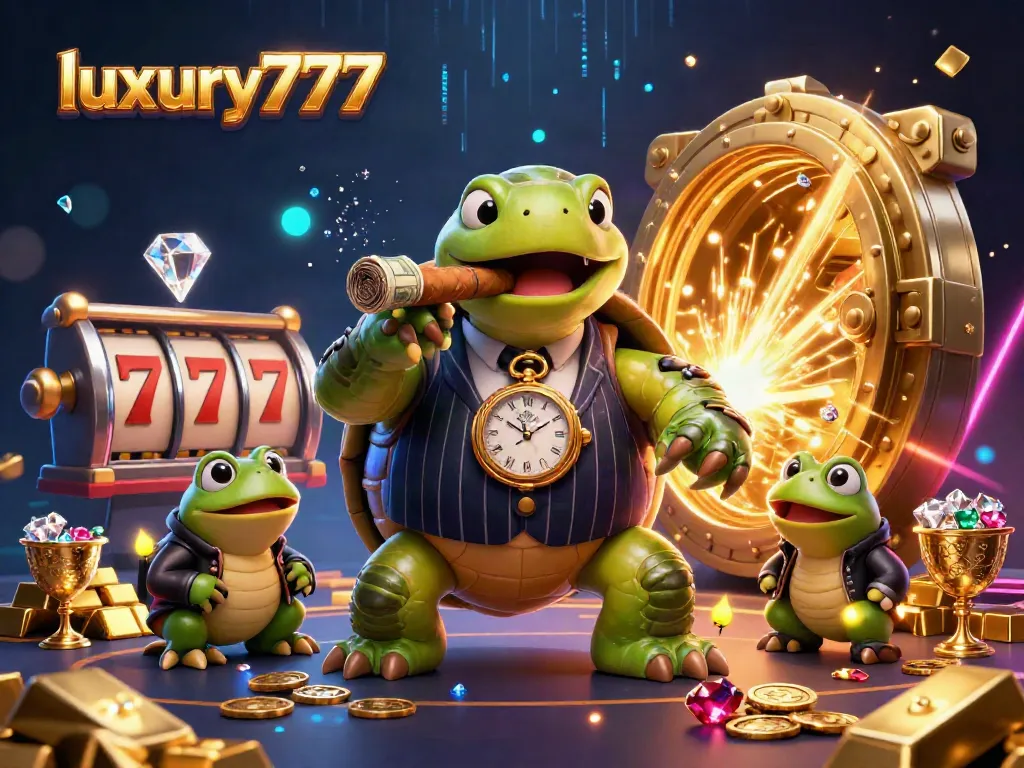 Engage in thrilling action at luxury777 with a vibrant casino scene featuring playful characters and rich game elements.