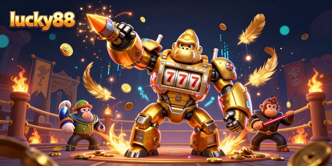 Experience thrilling wins with lucky88's innovative golden gorilla mech and engaging casino elements.