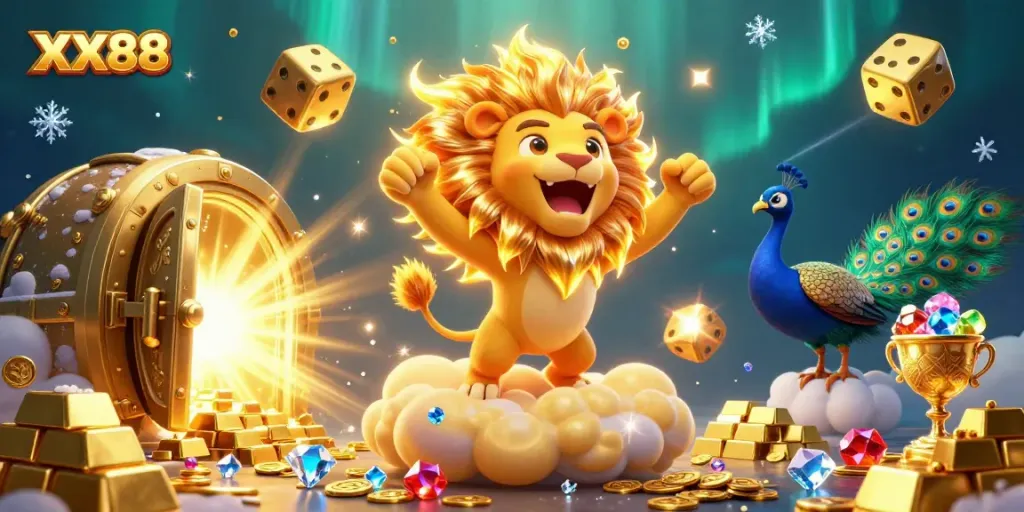 Experience the excitement of winning at XX88 with a vibrant casino-themed celebration.